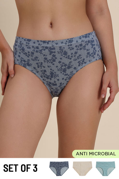 Buy Zivame Medium Rise Full Coverage Hipster Panty (Pack of 3) - Multicolor